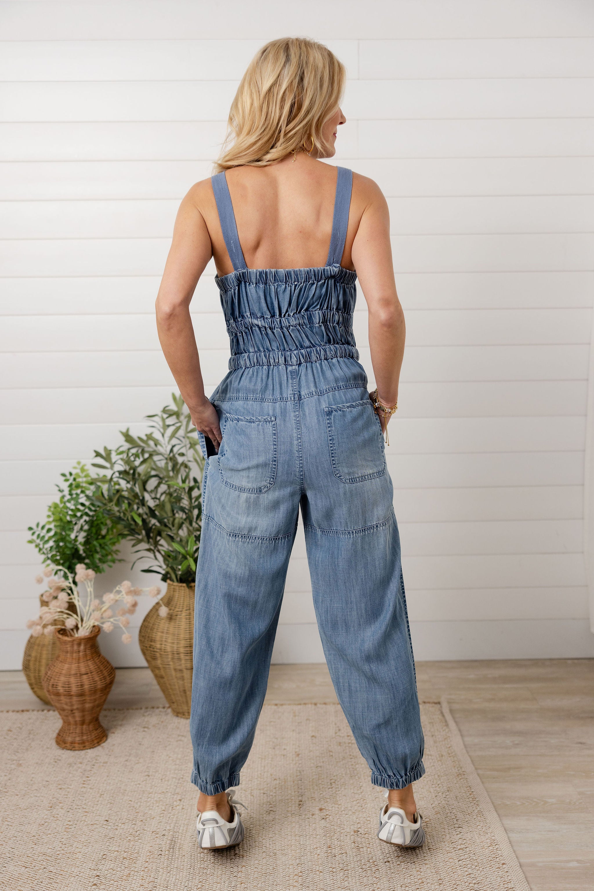 Denim Daydream Smocked Jumpsuit image 3