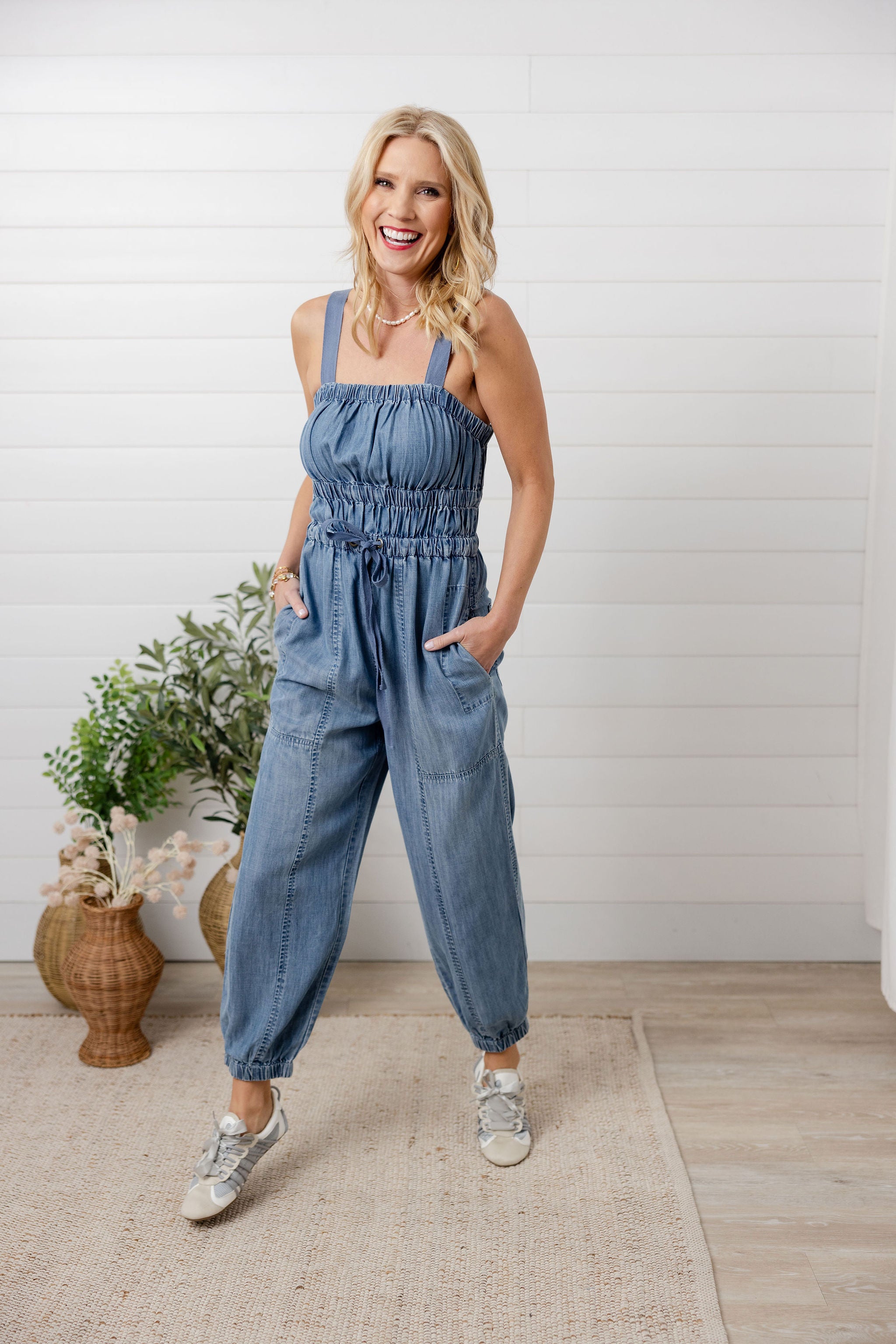 Denim Daydream Smocked Jumpsuit image 1