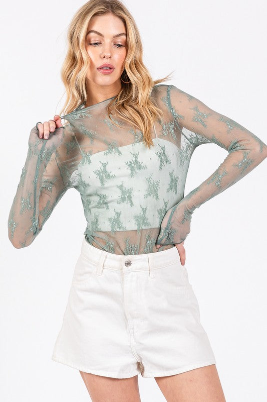 Long Sleeve Floral Lace Top – Mainstream Boutique Omaha